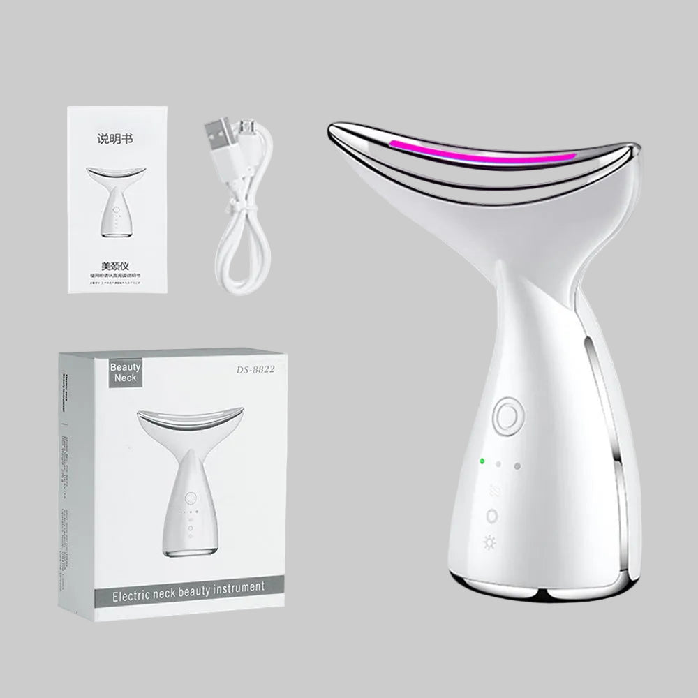 EMS Microcurrent Neck Face Beauty Device With 3 Colors LED Photon Therapy Skin Tighten Reduce Double Chin Face Lifting Devices